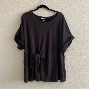 Black Knotted Front Blouse